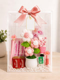 Crocheted Flower Gift Bag | Pink Self Care, Birthday, Thank You Gift for Friends