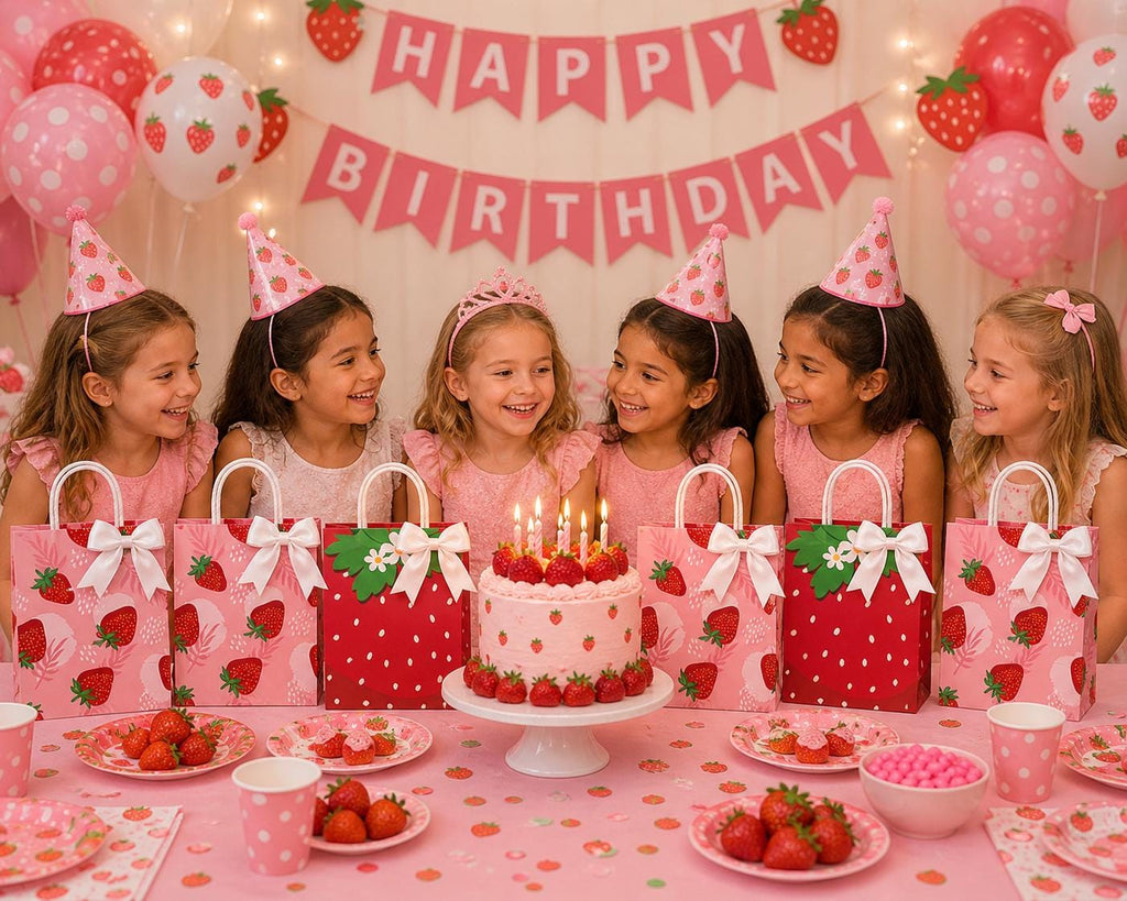 Strawberry Birthday Party Favor Bags | Berry Sweet Girls Goody Bags