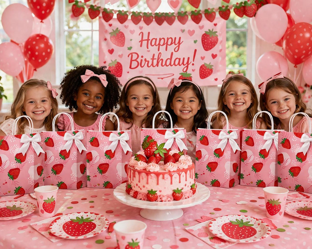 Strawberry Birthday Party Favor Bags | Berry Sweet Girls Goody Bags