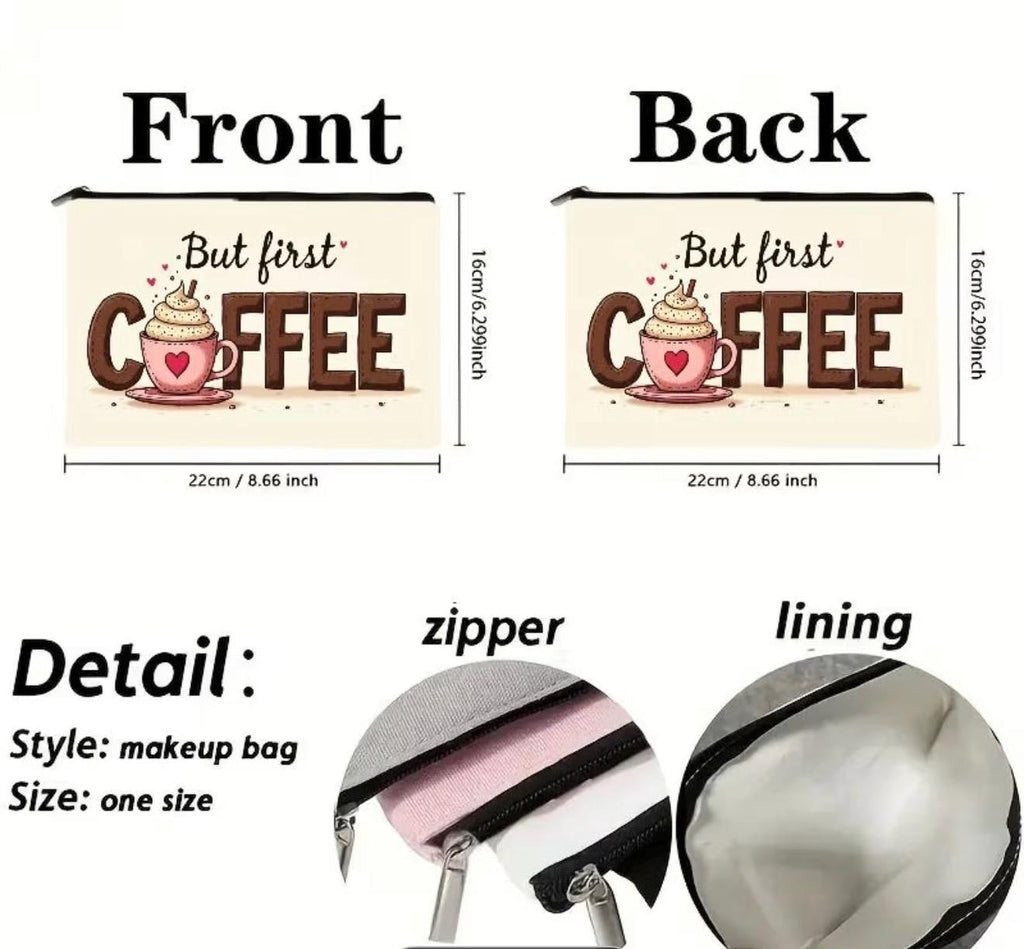 Coffee Lover Gift Bag: Zipper Pouch, Keychain, Pen, Scrunchie, Cookies, Stickers