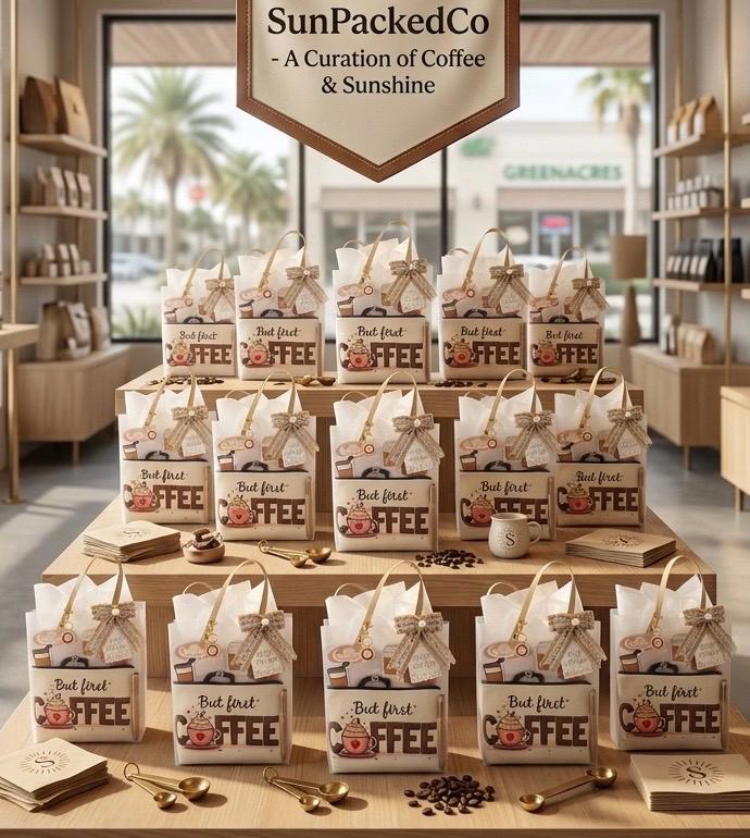 Coffee Lover Gift Bag: Zipper Pouch, Keychain, Pen, Scrunchie, Cookies, Stickers