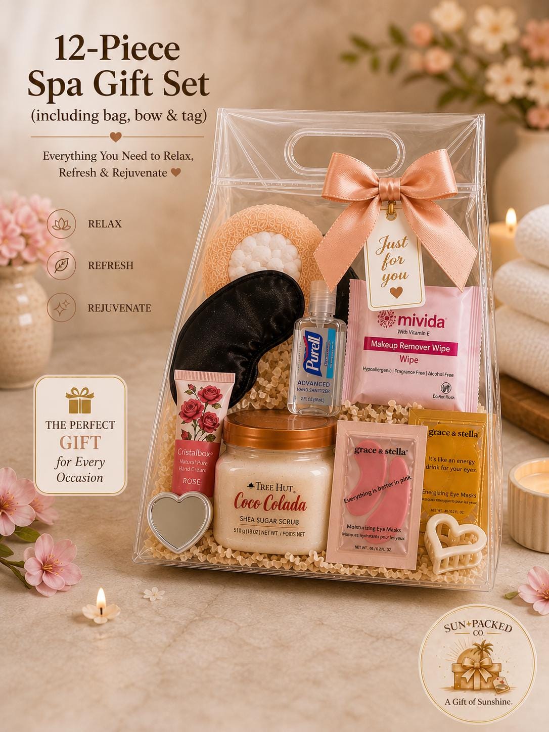 Spa Gift Bag for Women | Self Care Gift Set | Birthday Gift for Her | Retirement Gift for Women | College Graduation Gift |Luxury Relaxation