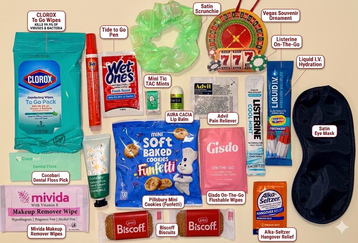 Vegas Bachelorette Survival Kit | Hangover Recovery Goodie Bags (Casino Theme)
