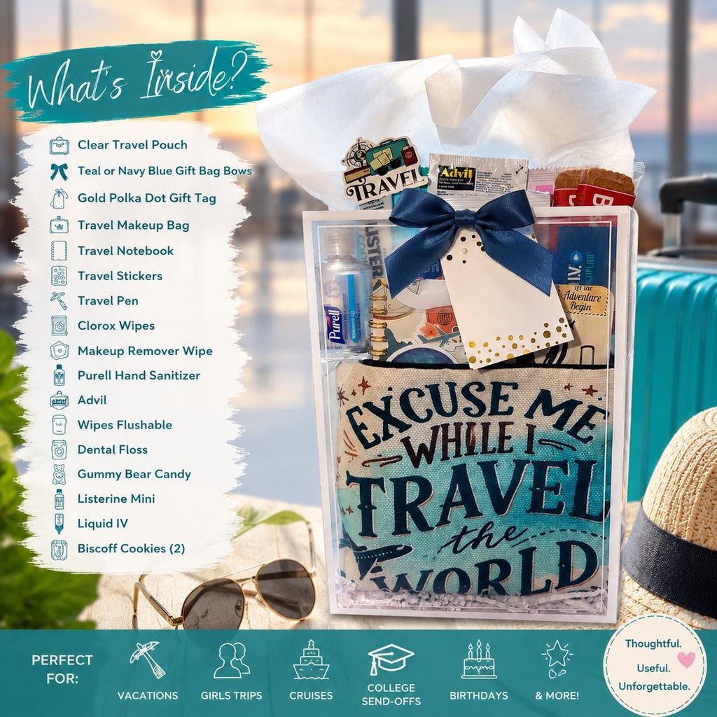 Travel Essentials Gift Bag for Women, Girls Trip Vacation Set (Ready-to-Gift)