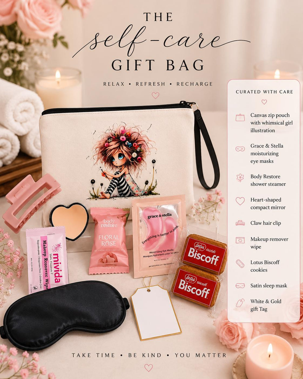 Self Care Gift Bag for Women, Spa Set, Birthday, New Mom, College Graduate, Teen Gifts