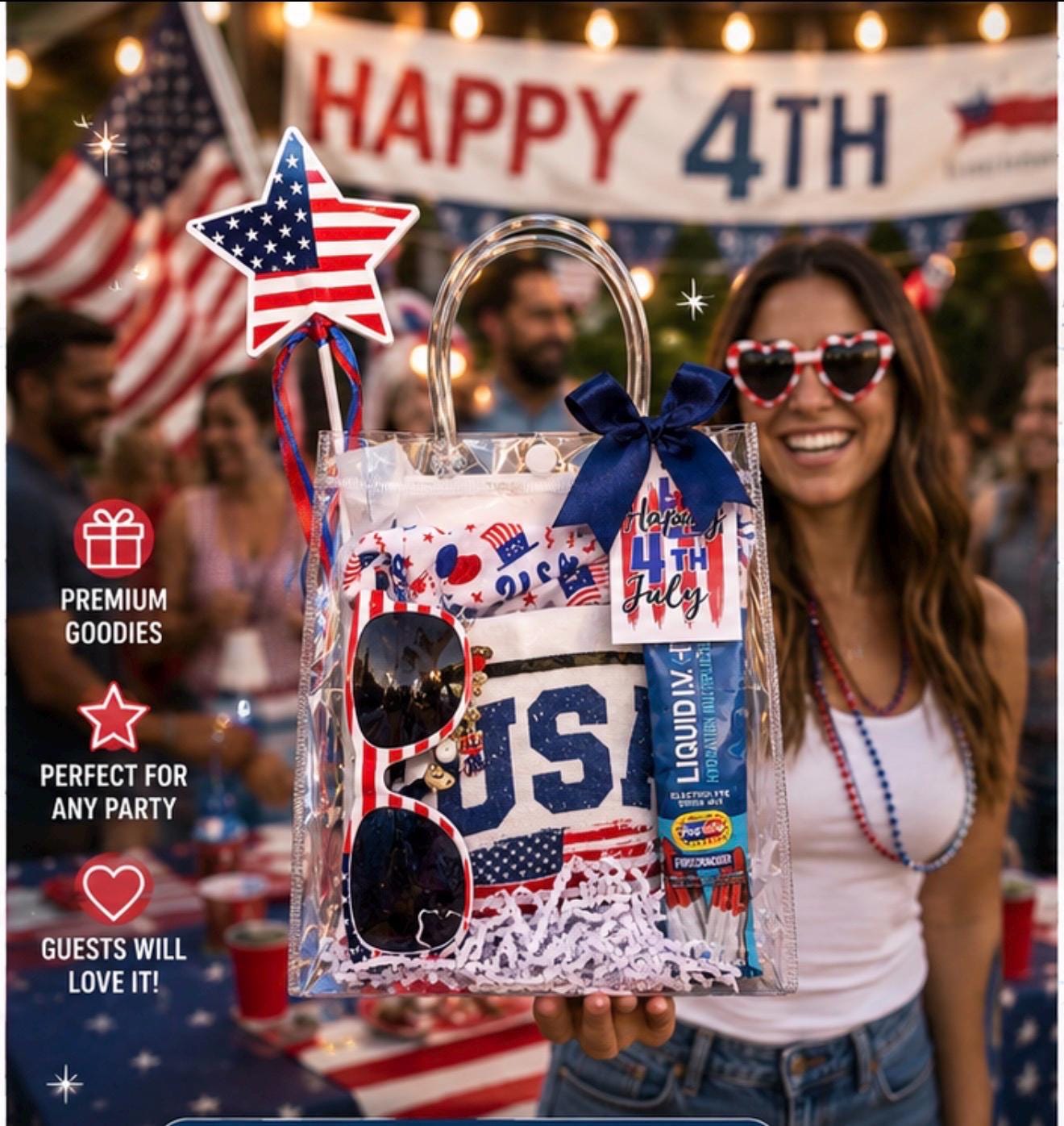 Patriotic 4th of July Gift Bag | USA Hostess, BBQ, Summer Party Favors