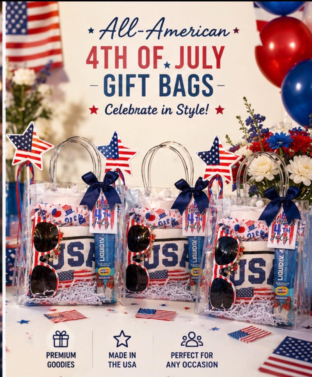 Patriotic 4th of July Gift Bag | USA Hostess, BBQ, Summer Party Favors