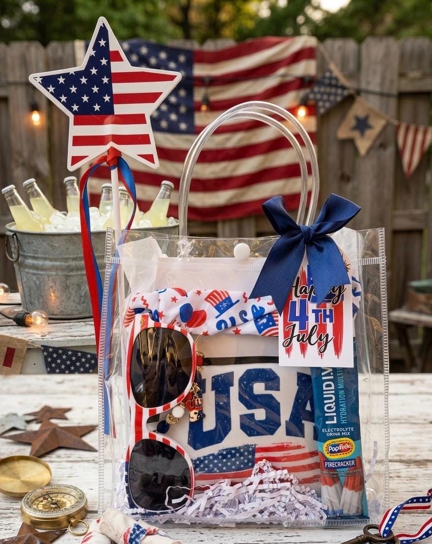 Patriotic 4th of July Gift Bag | USA Hostess, BBQ, Summer Party Favors