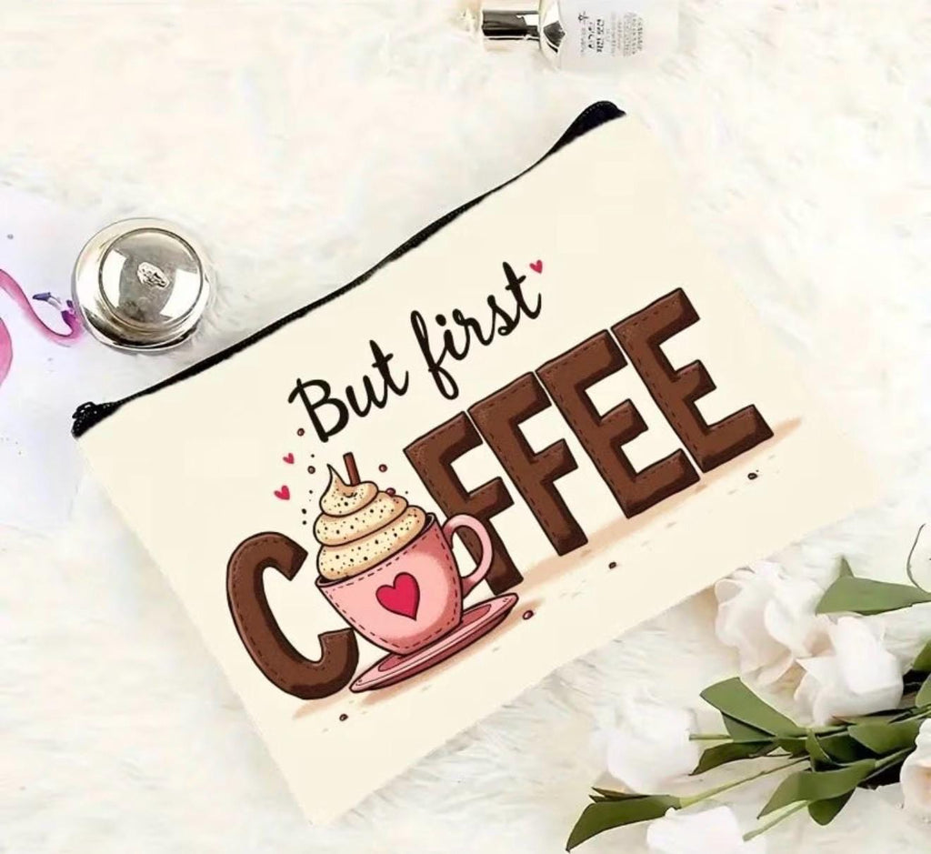 Coffee Lover Gift Bag: Zipper Pouch, Keychain, Pen, Scrunchie, Cookies, Stickers
