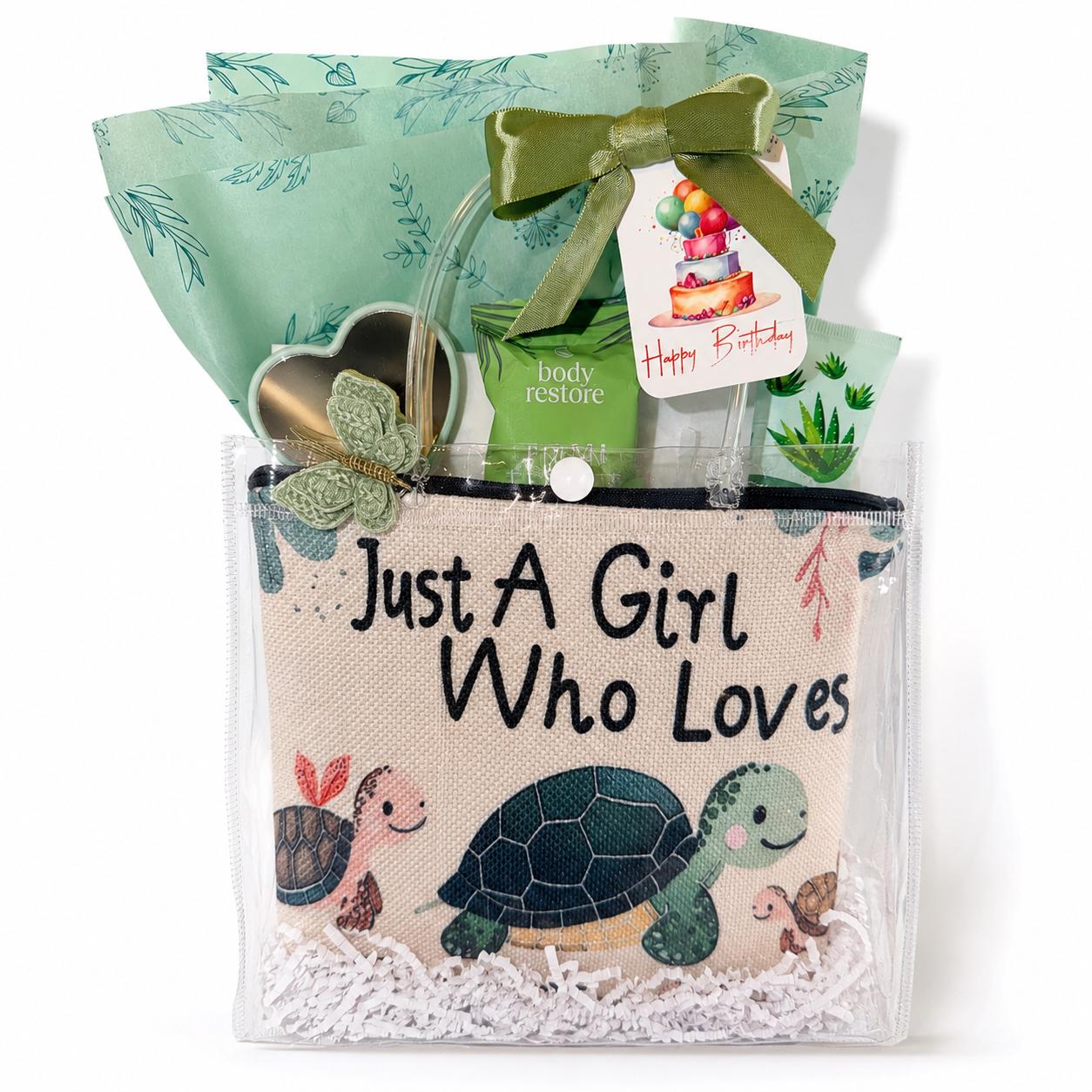 Turtle Lover Gift Bag: Birthday, Friend, Cosmetic Pouch, Self-Care Items
