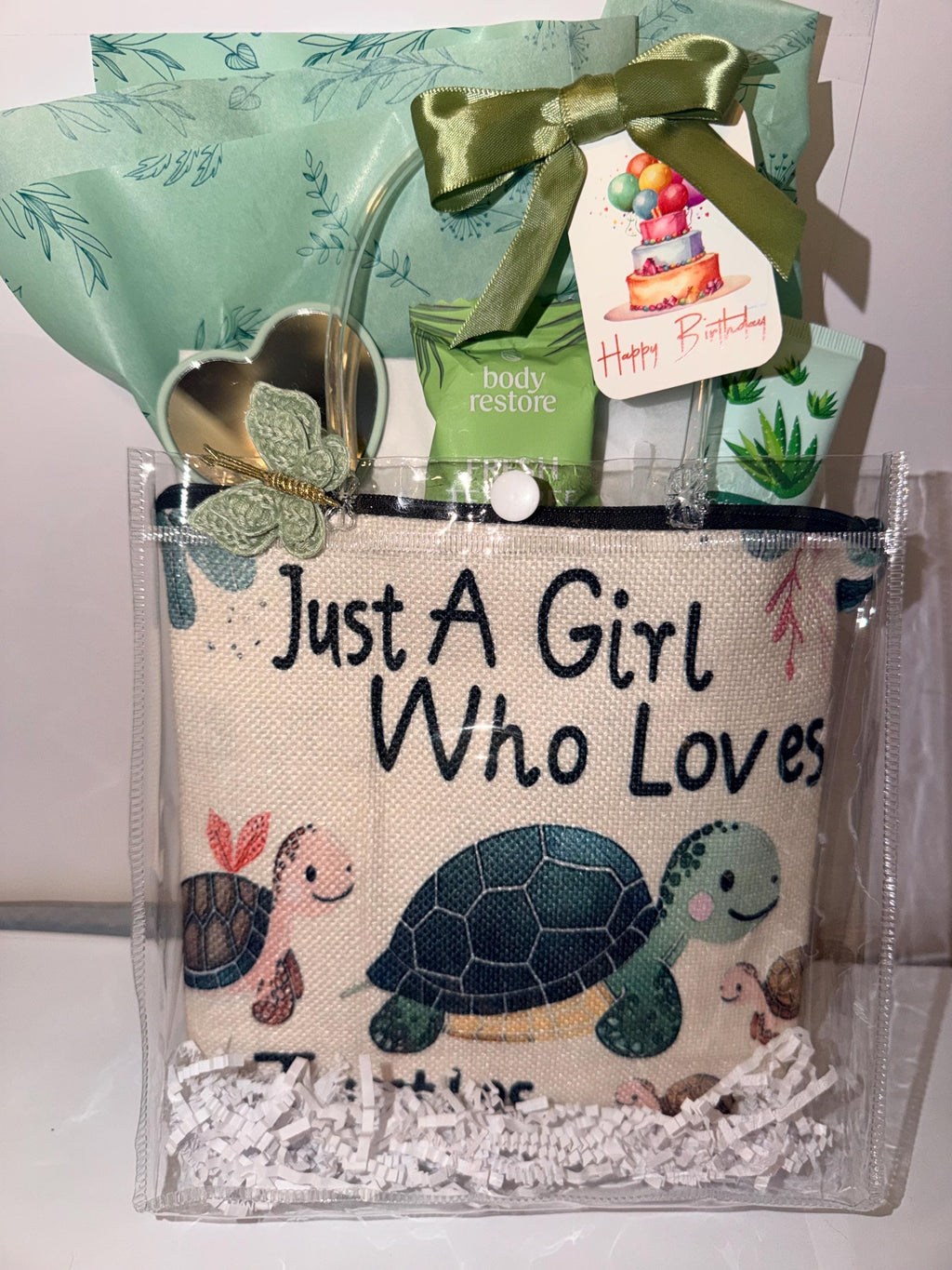 Turtle Lover Gift Bag: Birthday, Friend, Cosmetic Pouch, Self-Care Items