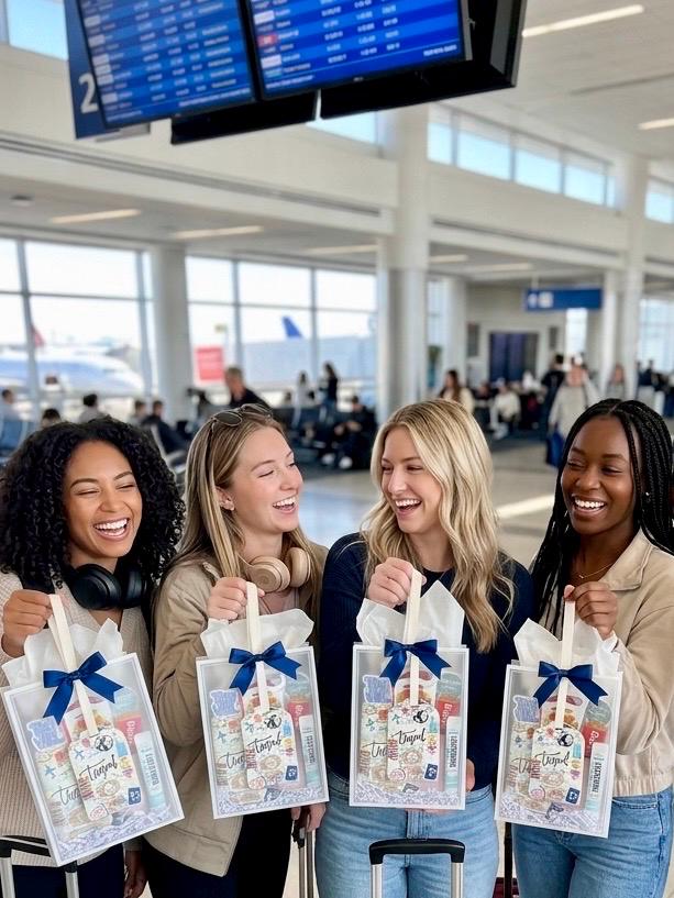 Travel Gift Set: Passport Cover, Luggage Tag, Snacks, Essentials (Girls Trip, Vacation)