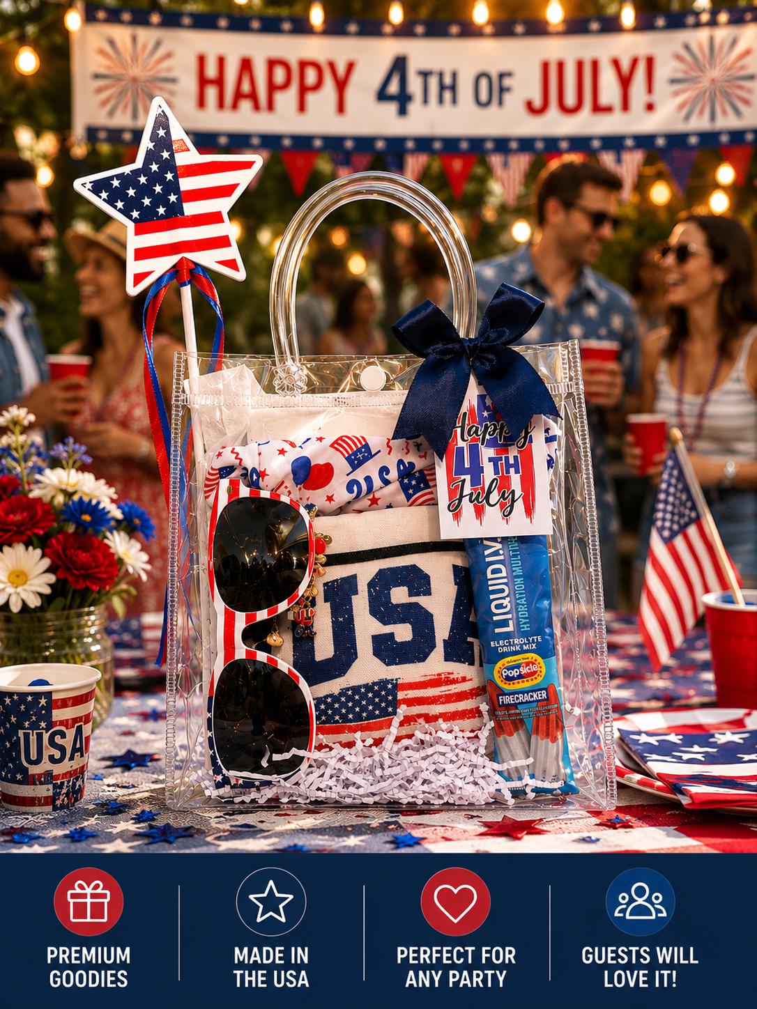 Patriotic 4th of July Gift Bag | USA Hostess, BBQ, Summer Party Favors