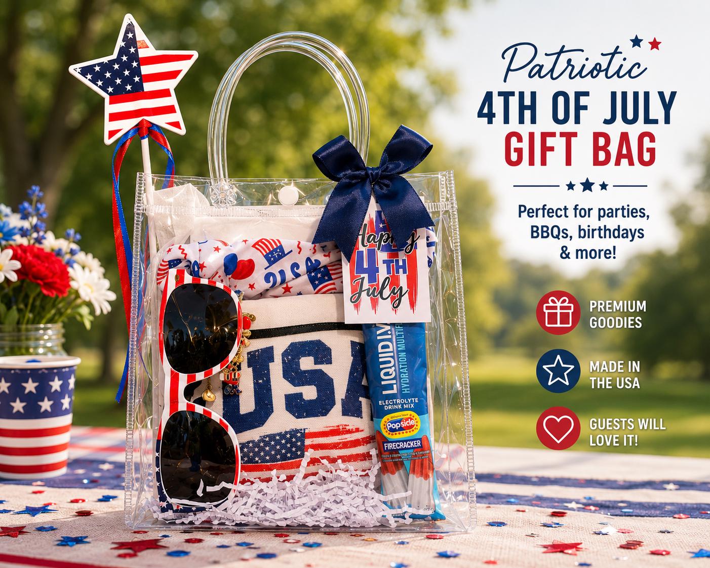 Patriotic 4th of July Gift Bag | USA Hostess, BBQ, Summer Party Favors