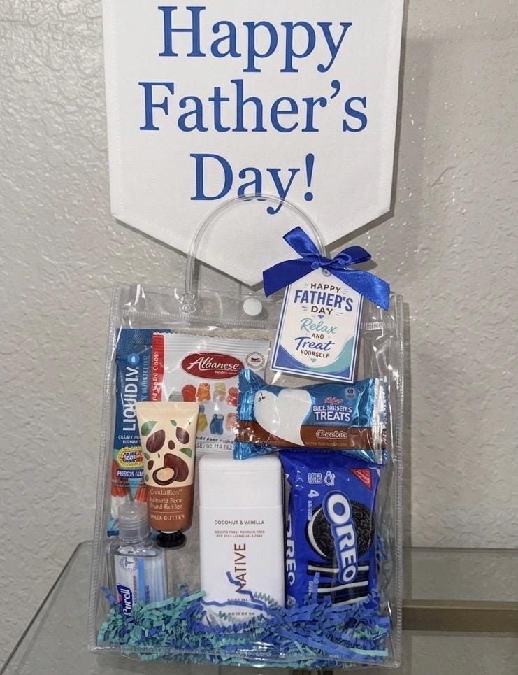 Father’s Day Gift Bag for Dad, Gift Bag for Husband and Grandpa, Snack and Self Care Gift Bag for Men, Last Minute Father’s Day Gift Bag