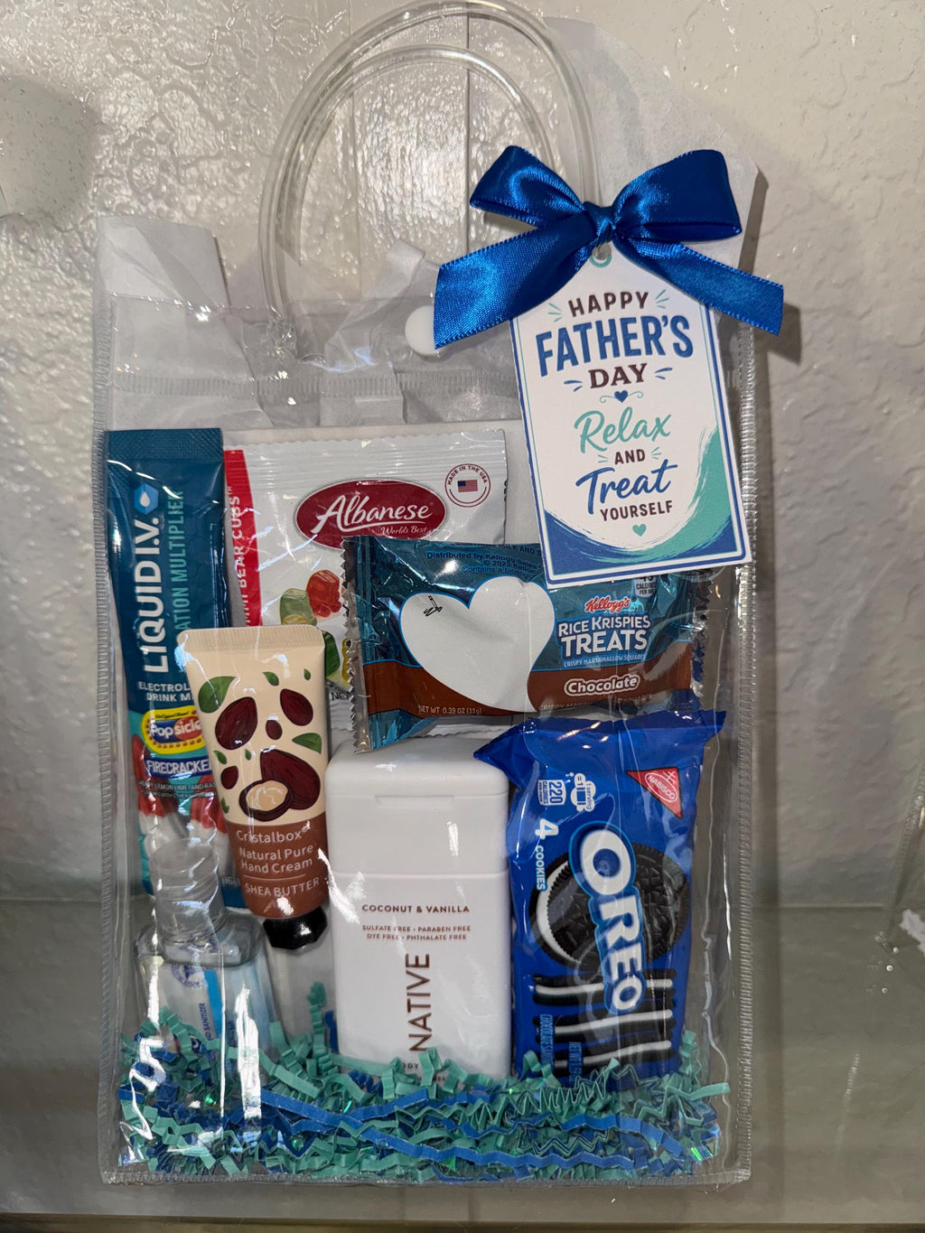 Father’s Day Gift Bag for Dad, Gift Bag for Husband and Grandpa, Snack and Self Care Gift Bag for Men, Last Minute Father’s Day Gift Bag
