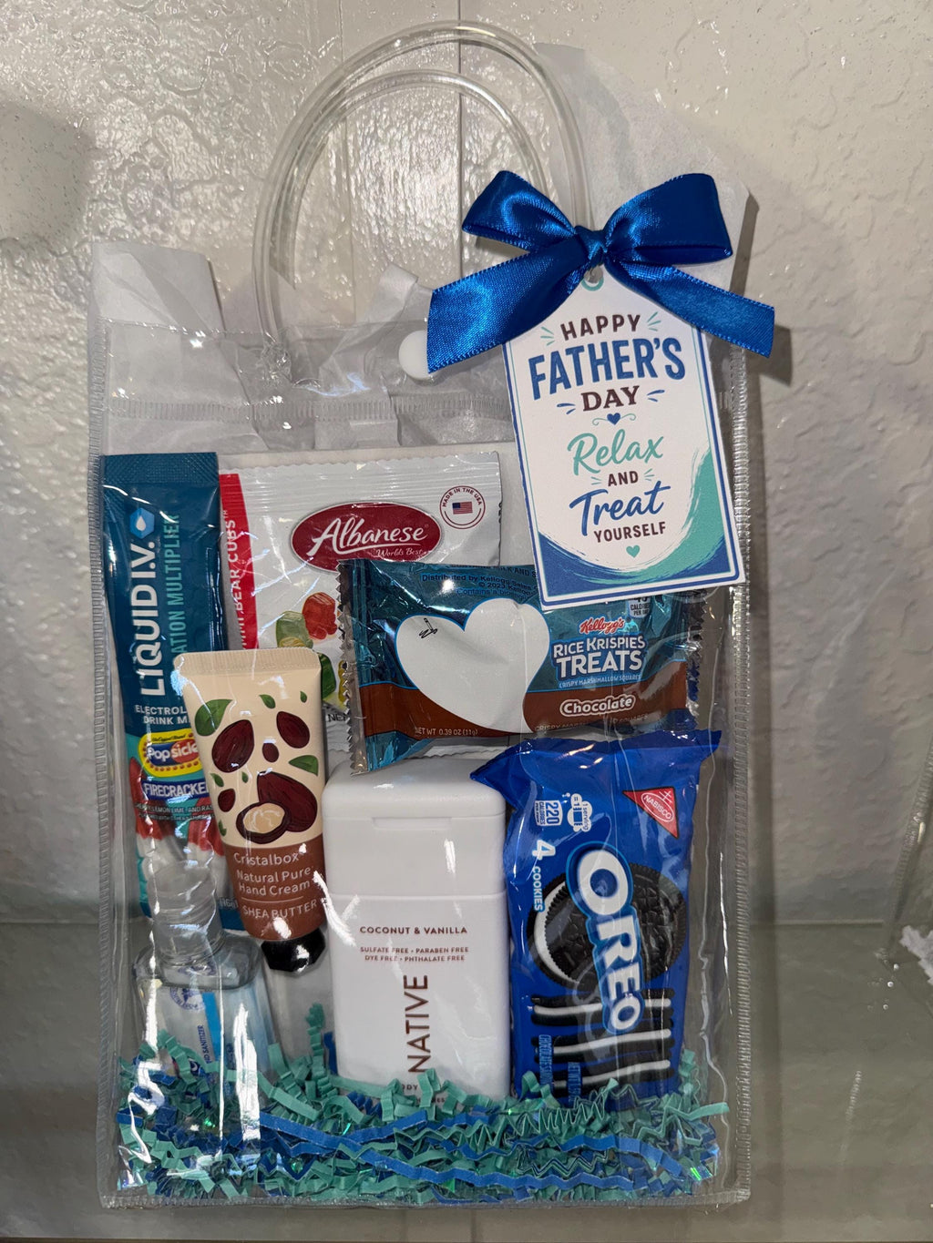 Father’s Day Gift Bag for Dad, Gift Bag for Husband and Grandpa, Snack and Self Care Gift Bag for Men, Last Minute Father’s Day Gift Bag
