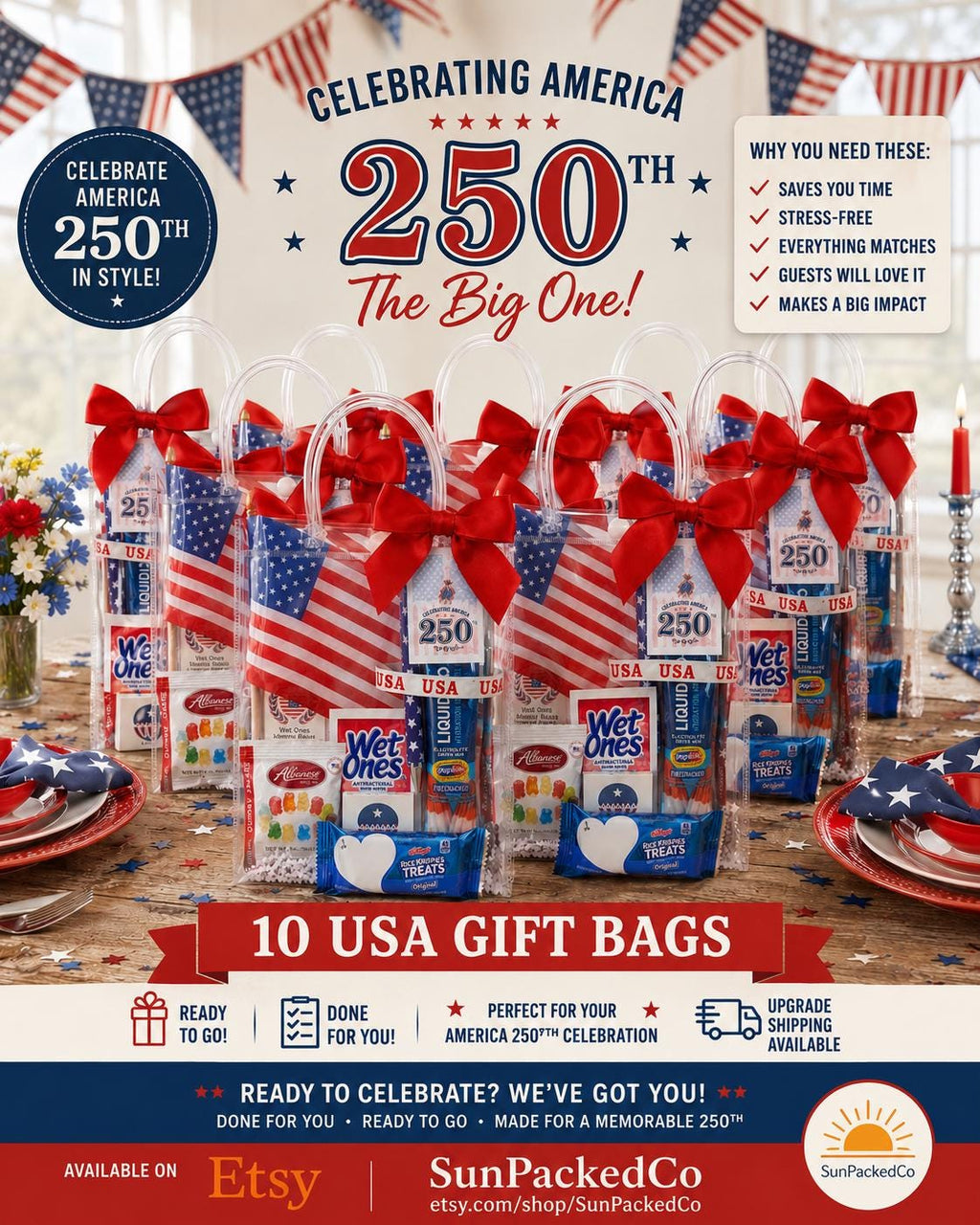 Patriotic Party Favor Bags | 4th of July, Memorial Day, Labor Day Gifts