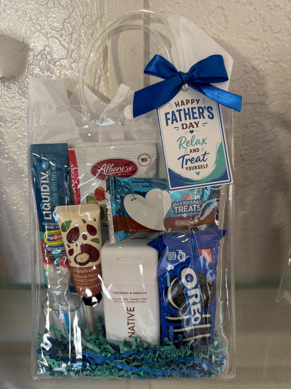Father’s Day Gift Bag for Dad, Gift Bag for Husband and Grandpa, Snack and Self Care Gift Bag for Men, Last Minute Father’s Day Gift Bag