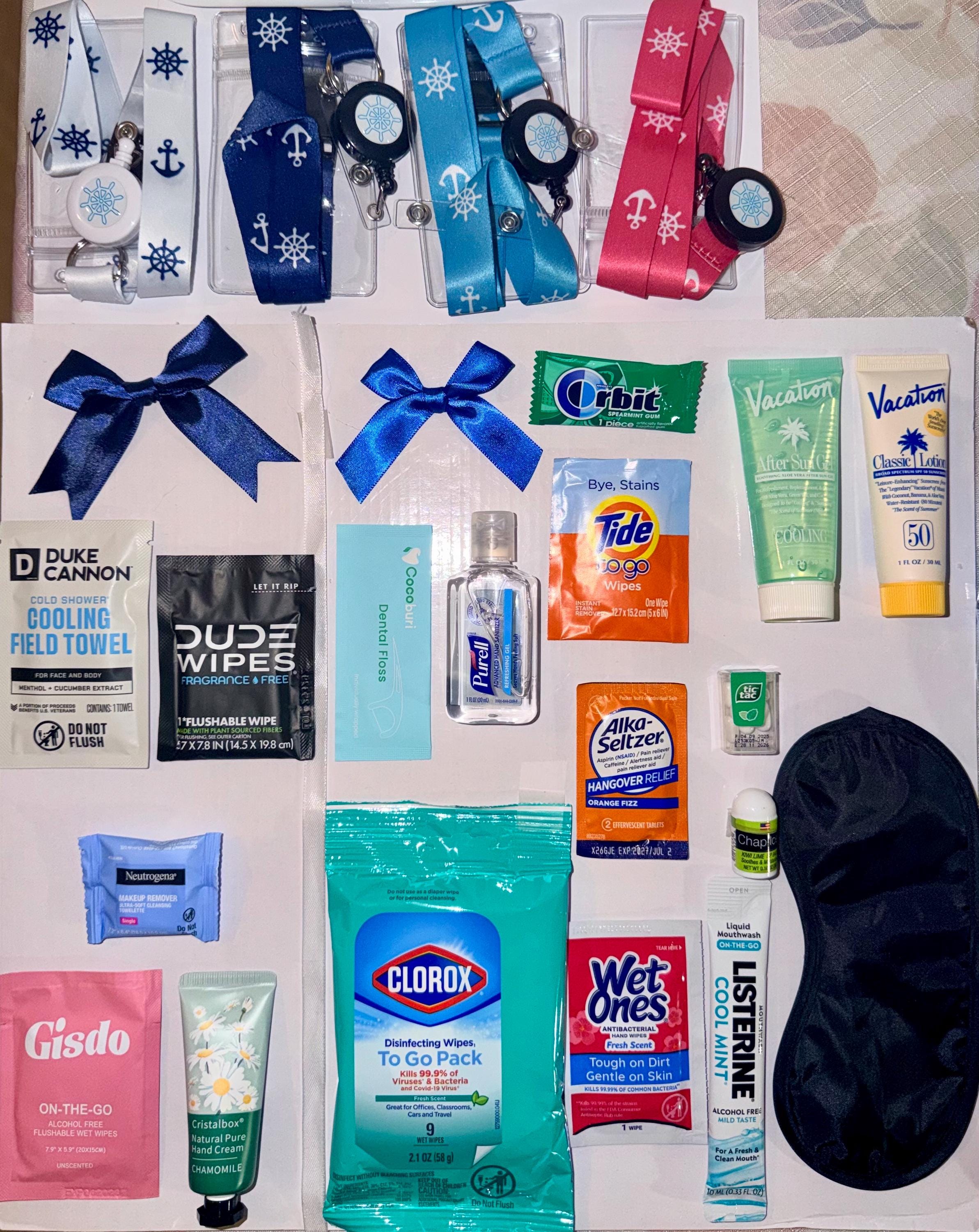 Deluxe Mini Cruise Gift Bag, Premium Cruise Survival Kit, Bon Voyage Gift, Travel Essentials, Girls Trip Favor, Bulk Cruise Gifts, TSA Pouch