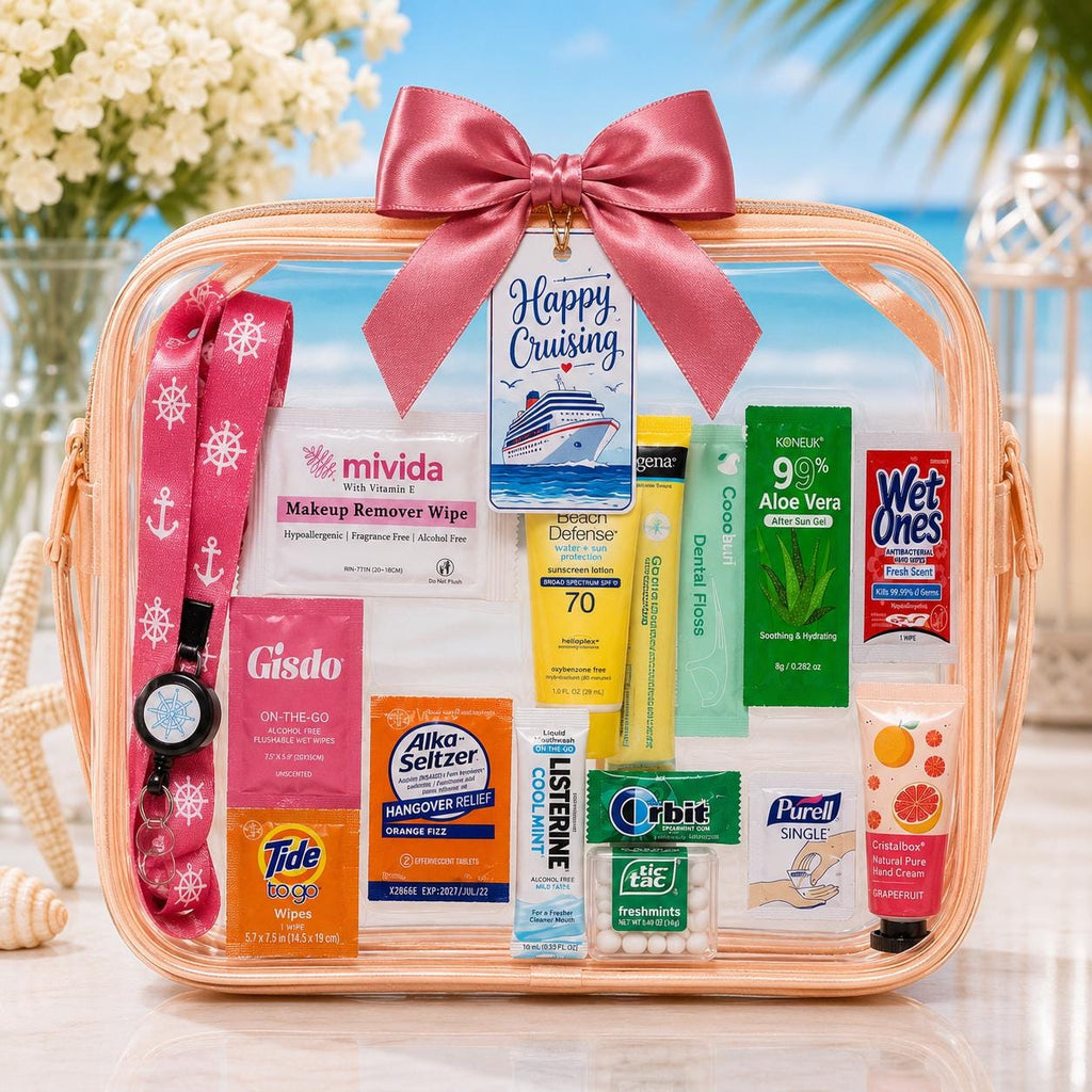 Mini Cruise Gift Bag, Cruise Must-Haves, Bon Voyage Gift, Travel Essentials, Cruise Party Favor, Bulk Cruise Gifts, TSA Travel Pouch, Family