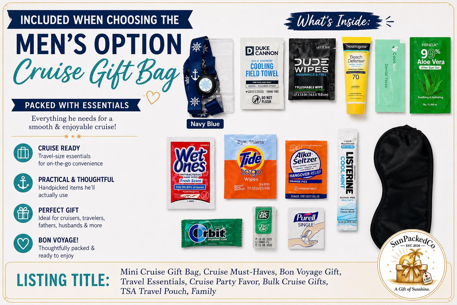 Mini Cruise Gift Bag, Cruise Must-Haves, Bon Voyage Gift, Travel Essentials, Cruise Party Favor, Bulk Cruise Gifts, TSA Travel Pouch, Family
