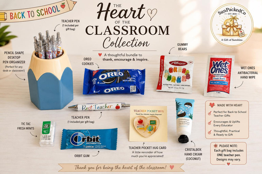 Teacher Gift Bag, First Year Teacher Gift, Classroom Welcome Gift, Teacher Desk Gift, Student Teacher, Teacher Aide Gift, Heart of the Class