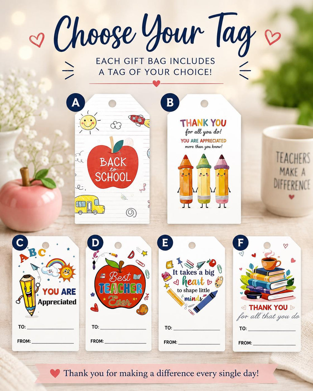Teacher Mini Gift Bags, Bulk Teacher Gifts, Back to School Gifts, Staff Appreciation, Classroom Welcome, Meet the Teacher First Year Teacher