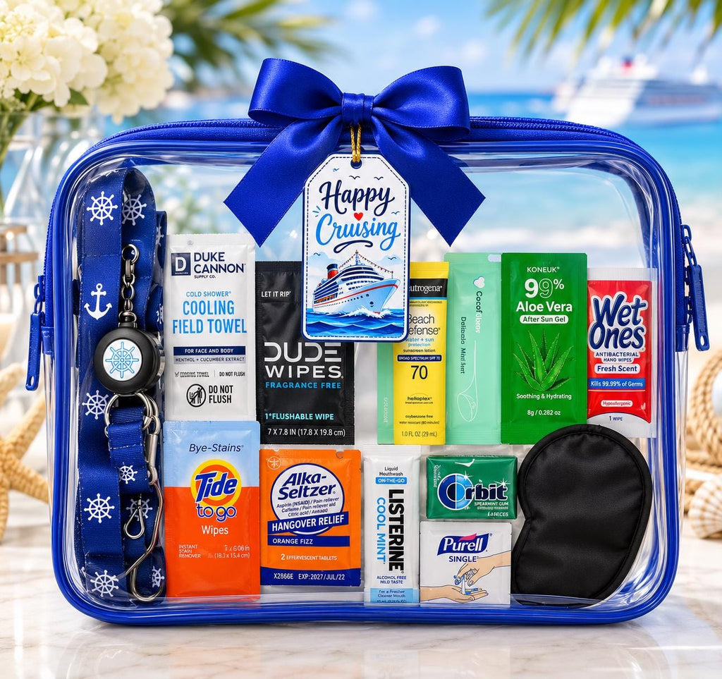 Mini Cruise Gift Bag, Cruise Must-Haves, Bon Voyage Gift, Travel Essentials, Cruise Party Favor, Bulk Cruise Gifts, TSA Travel Pouch, Family