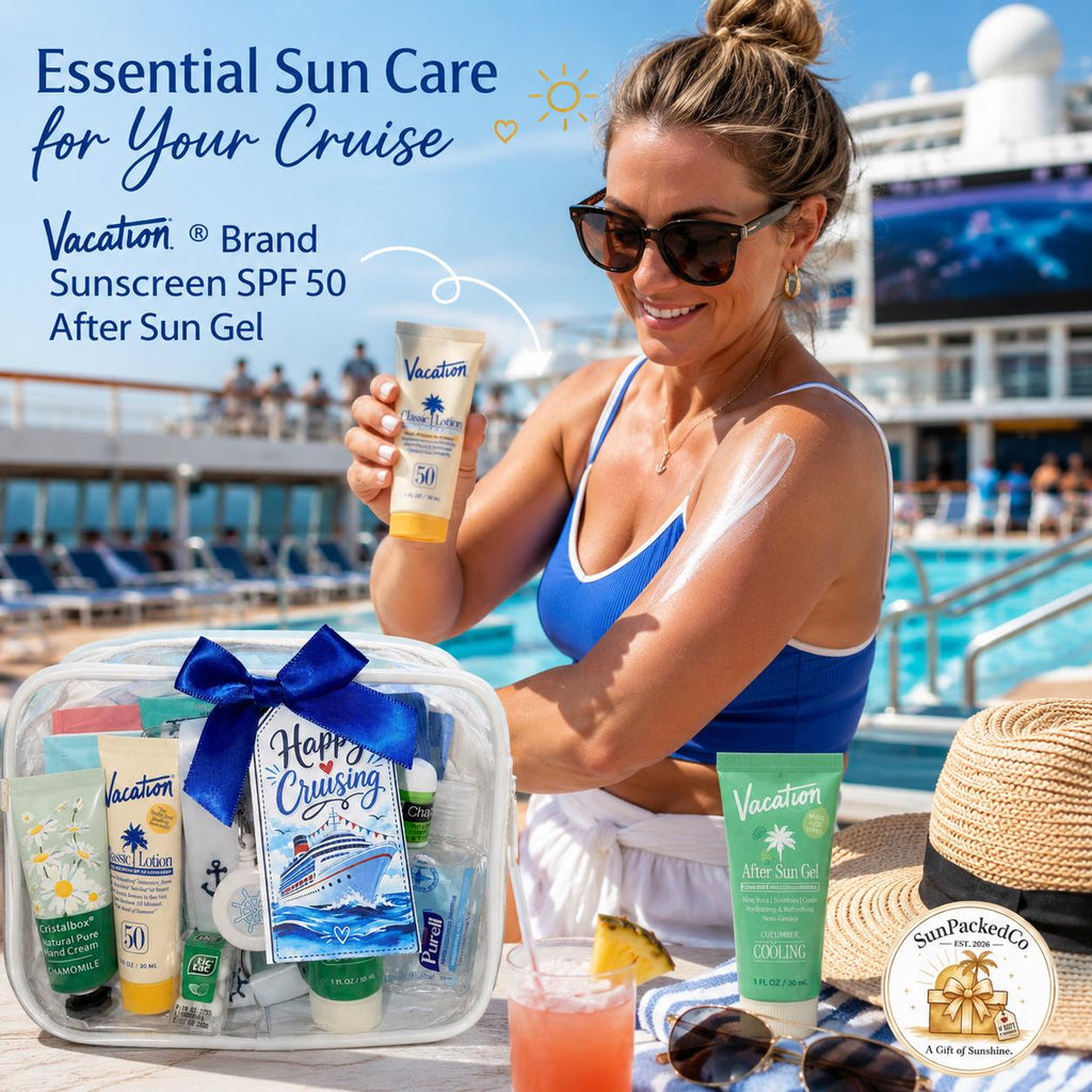 Deluxe Mini Cruise Gift Bag, Premium Cruise Survival Kit, Bon Voyage Gift, Travel Essentials, Girls Trip Favor, Bulk Cruise Gifts, TSA Pouch