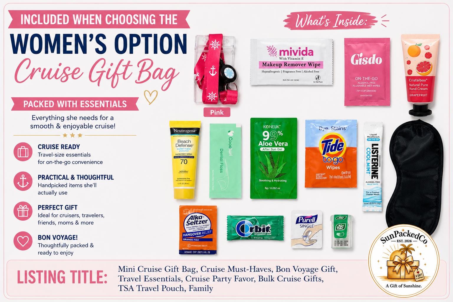 Mini Cruise Gift Bag, Cruise Must-Haves, Bon Voyage Gift, Travel Essentials, Cruise Party Favor, Bulk Cruise Gifts, TSA Travel Pouch, Family
