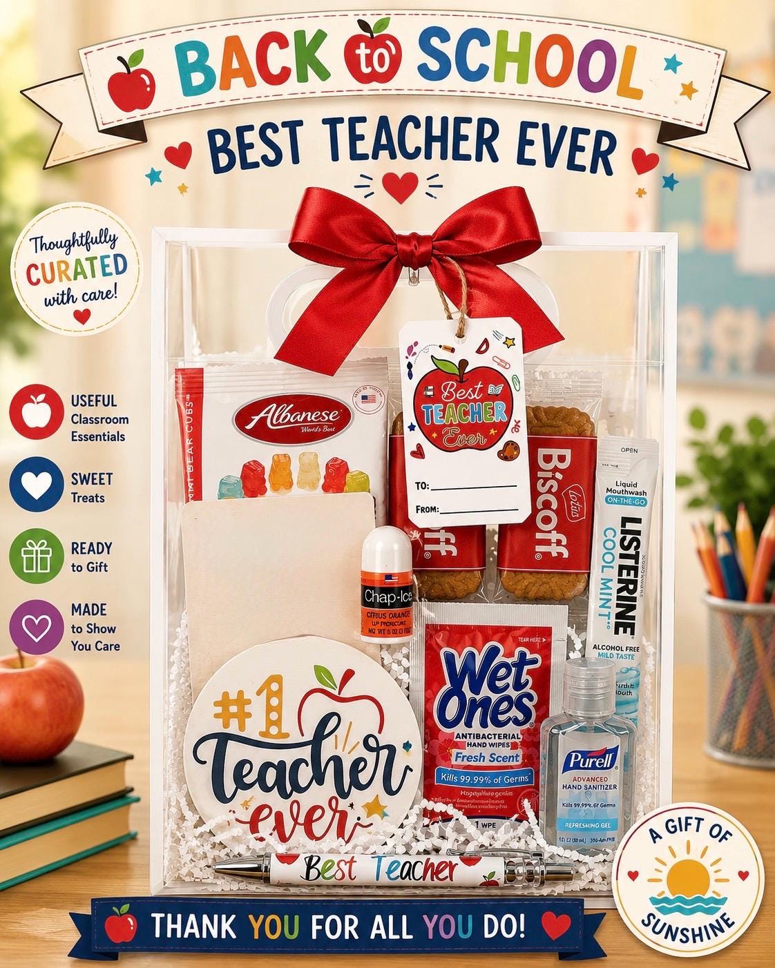 Best Teacher Ever Gift Bag, Teacher Appreciation Gift, Teacher Thank You Gift, Classroom Gift, Mentor Gift, Teacher Care Back to School Gift
