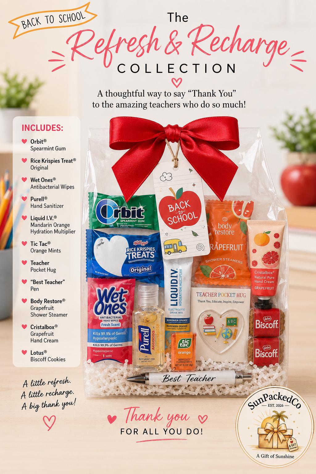 Teacher Appreciation Gift Bag, Back to School Teacher Gift, Classroom Welcome Gift, New Teacher, Teacher Aide, Faculty, Mentor, Daycare gift