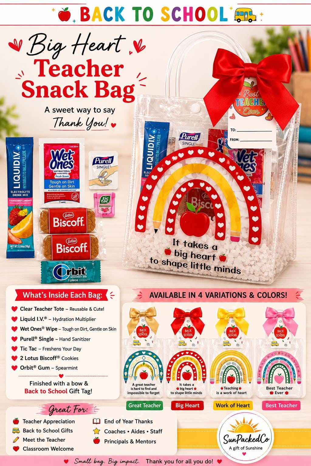 Teacher Mini Gift Bags, Bulk Teacher Gifts, Back to School Gifts, Staff Appreciation, Classroom Welcome, Meet the Teacher First Year Teacher