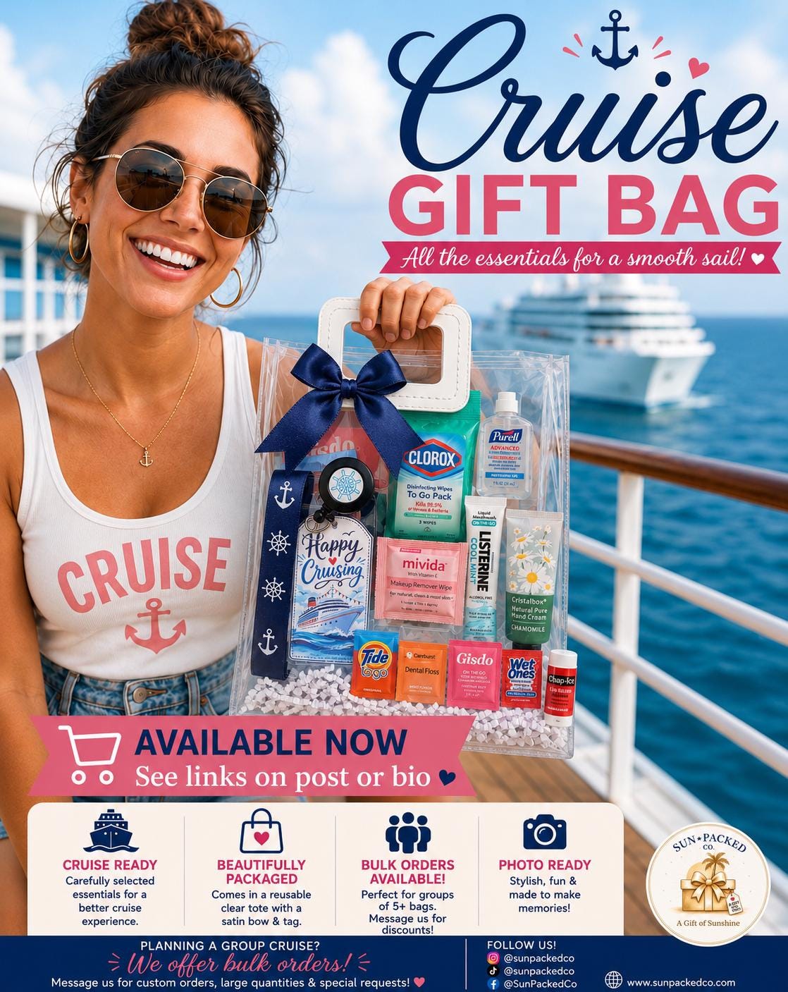 Cruise Gift Bag, Bachelorette Party Favor, Cruise Survival Kit, Girls Trip, Travel Essential Set