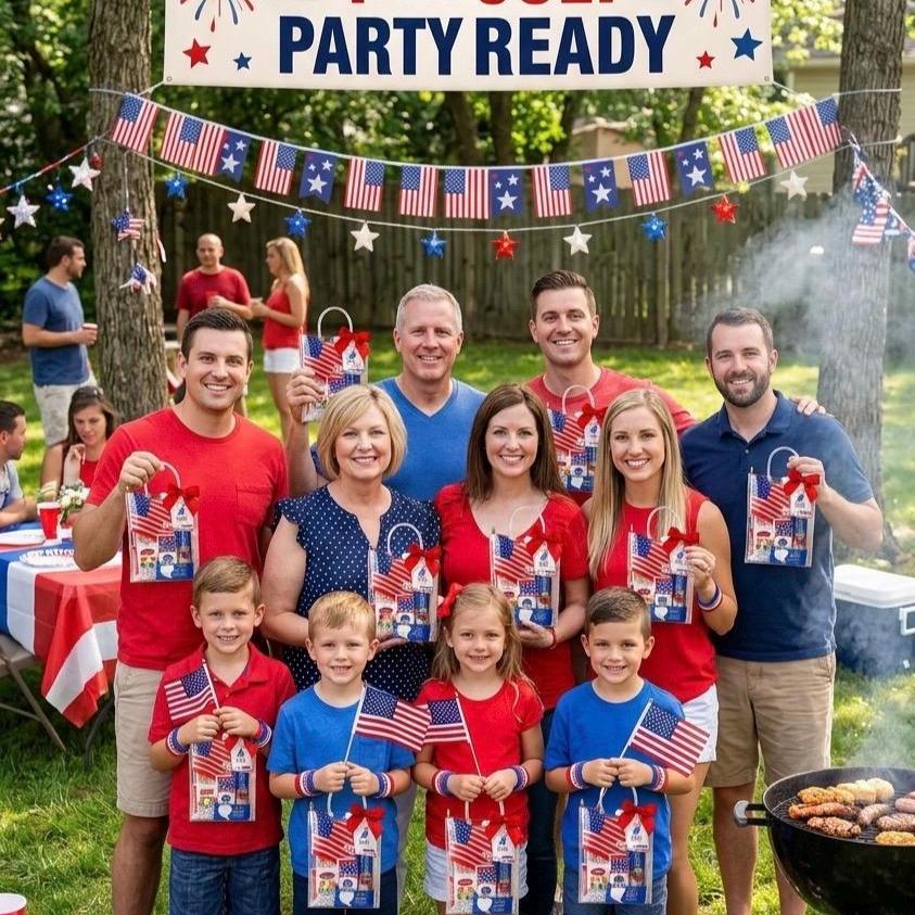 Patriotic Party Favor Bags (Set of 10) | Labor Day Goodie Bags for Guests | BBQ Cookout Summer Party Favors