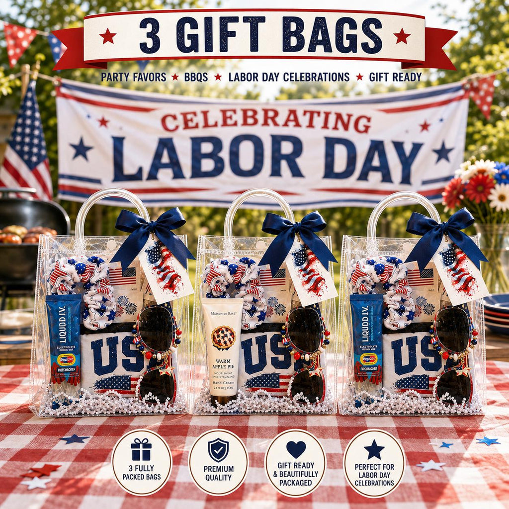 Patriotic Labor Day Gift Bag | BBQ Party Favors, Hostess Gift (USA Theme)