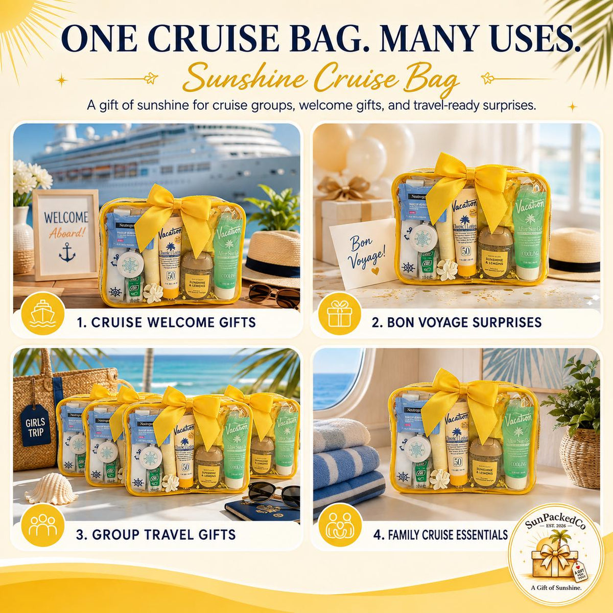 Yellow Cruise Gift Bag | Sunshine Cruise Collection | Bon Voyage & Vacation Gift