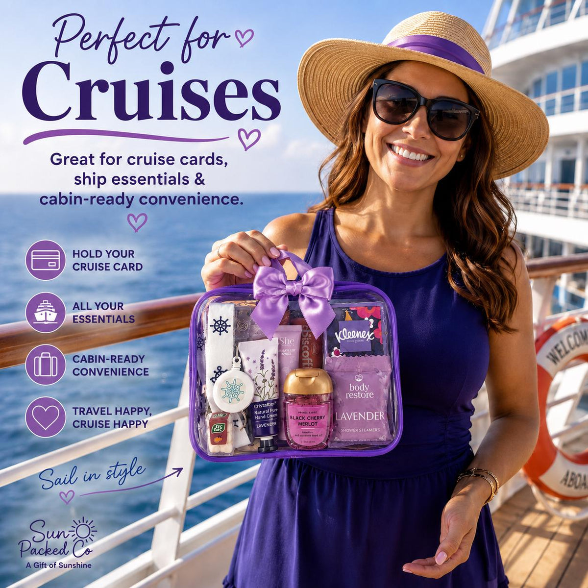 Purple Cruise Travel Bag | Travel Gift for Women | Cruise Essentials | Girls Trip Gift | Bon Voyage Gift