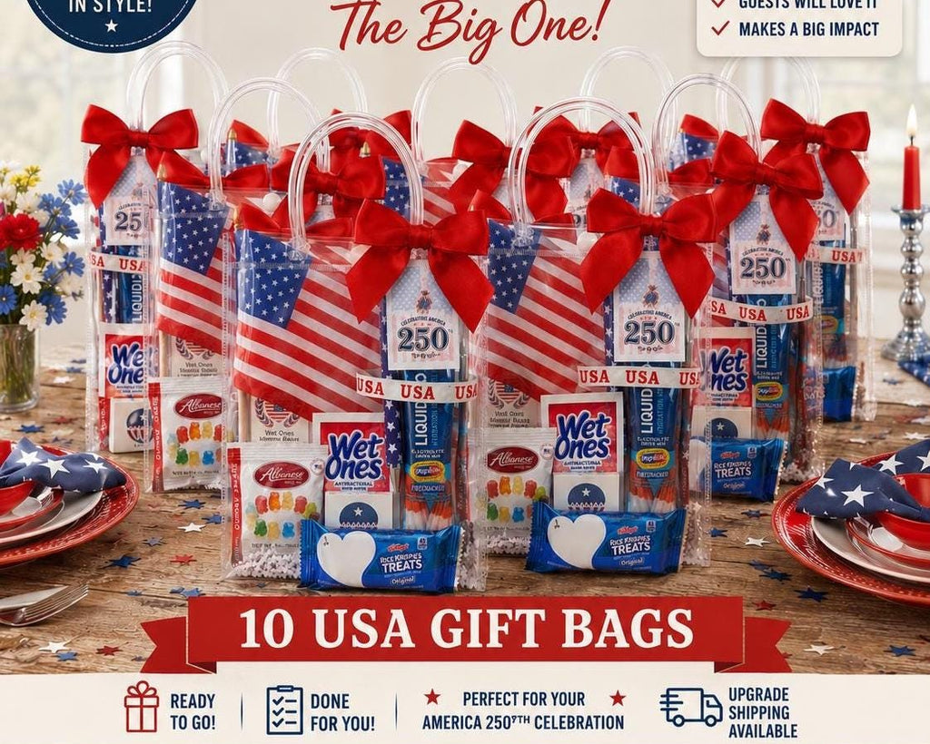Patriotic Party Favor Bags (Set of 10) | Labor Day Goodie Bags for Guests | BBQ Cookout Summer Party Favors