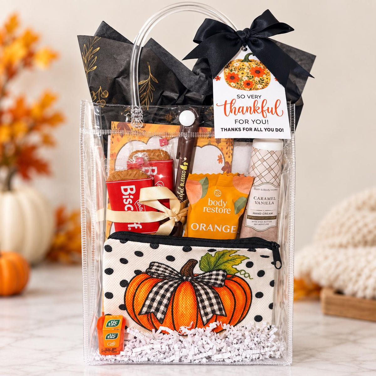 Fall Pumpkin Gift Bag | Thank You Gift for Her | Coworker Appreciation Gift | Hostess Gift | Fall Birthday Gift