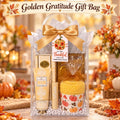 Golden Gratitude Gift Bag for Her | Fall Thank You Gift with Hand Cream, Cozy Socks & Eye Masks | Friendsgiving, Hostess, Teacher Gift