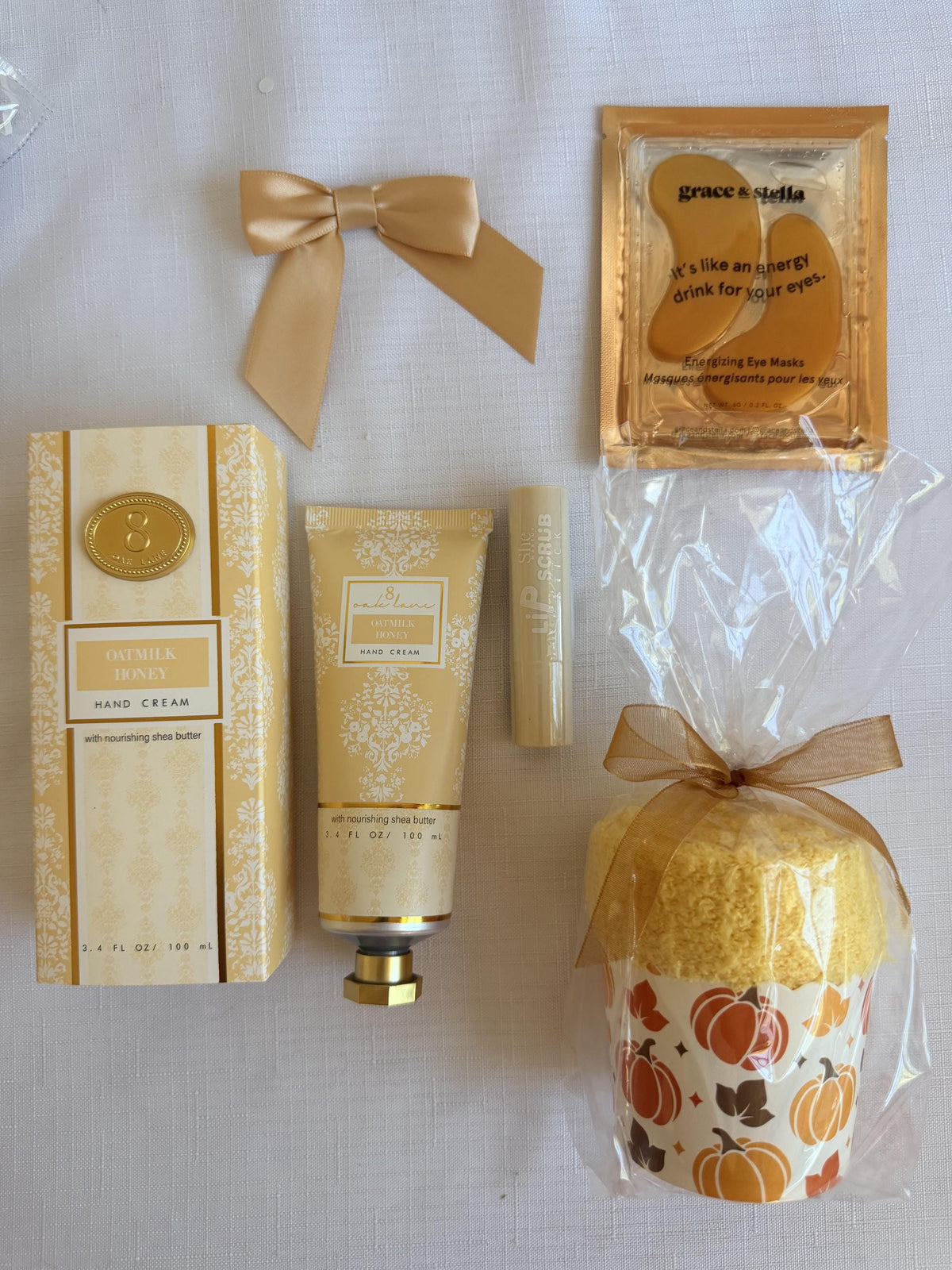 Golden Gratitude Gift Bag for Her | Fall Thank You Gift with Hand Cream, Cozy Socks & Eye Masks | Friendsgiving, Hostess, Teacher Gift