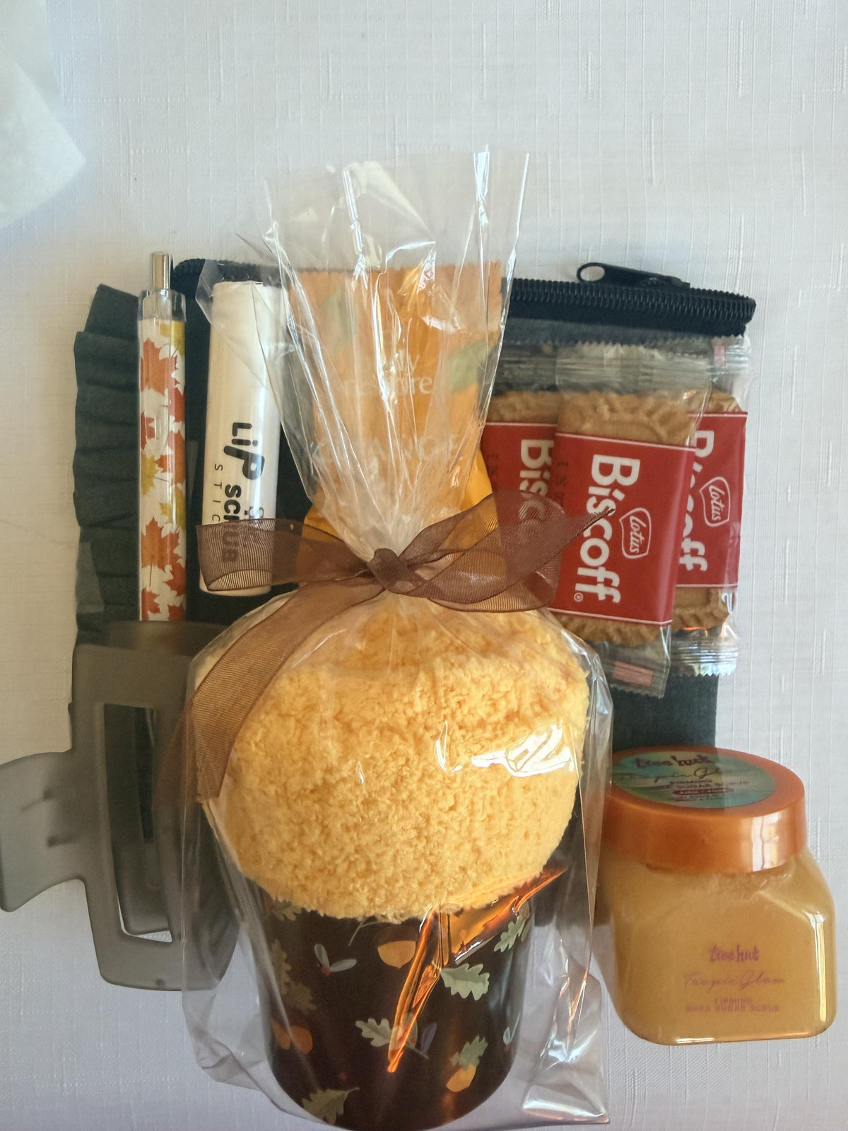 Fall Leaves Gift Bag for Her | Teacher and Nurse Appreciation Gift with Mini Scrub and Cozy Socks | Friendsgiving, Hostess, Staff Gift
