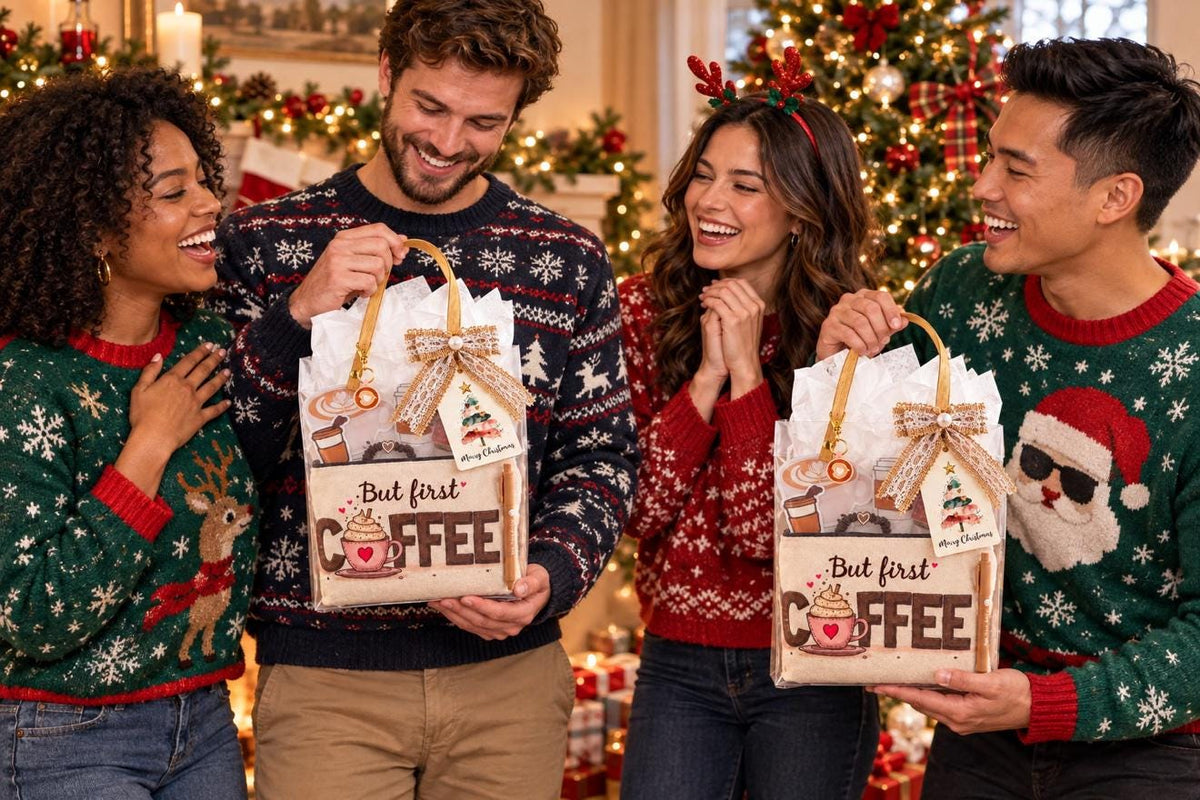 Coffee Lover Christmas Gift Bag | Coffee Gift for Teacher Nurse Coworker | Holiday Thank You Gift, Ready to Gift