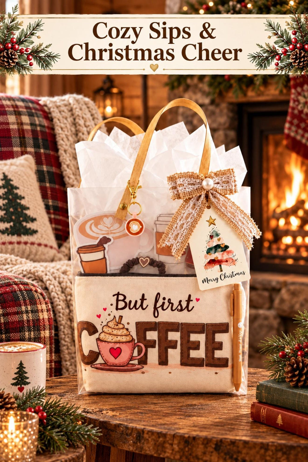 Coffee Lover Christmas Gift Bag | Coffee Gift for Teacher Nurse Coworker | Holiday Thank You Gift, Ready to Gift
