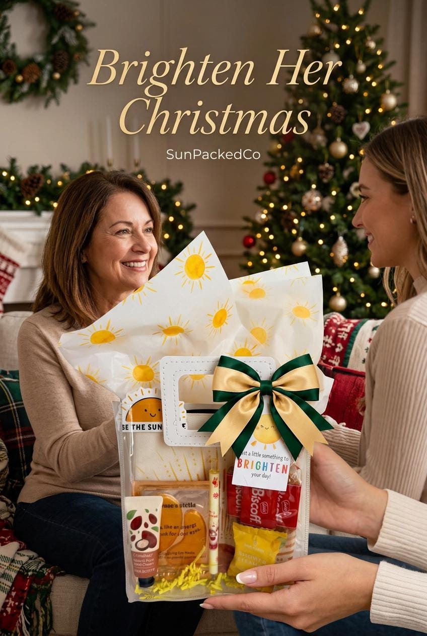 Christmas Sunshine Gift Bag | Holiday Self Care Gift Set for Her, Cozy Socks Spa Gift, Ready to Gift