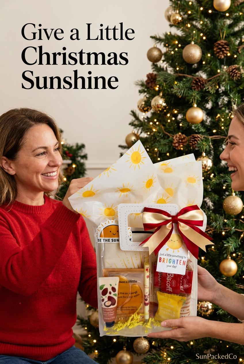 Christmas Sunshine Gift Bag | Holiday Self Care Gift Set for Her, Cozy Socks Spa Gift, Ready to Gift
