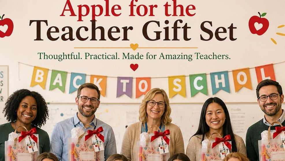Apple for the Teacher Gift Set | Teacher Appreciation Gift Bag, Thank You Teacher Gift, Ready to Gift