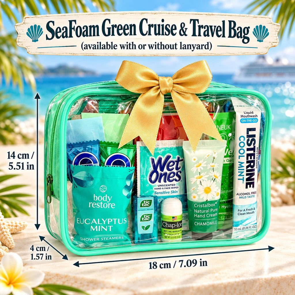 Seafoam Green Cruise Gift Bag | Cruise Essentials Travel Kit for Women | Cruise Crew Gift, Bachelorette Girls Trip Bag, Ready to Gift